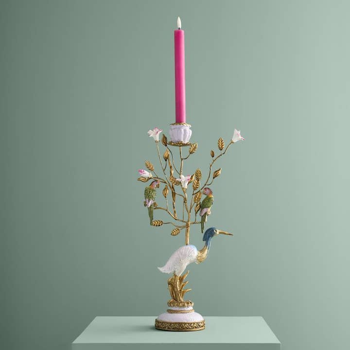 Candelabro Garza Poliéster/Metal, 25 x 11 x 44 cm para venta al por mayor de WERNS