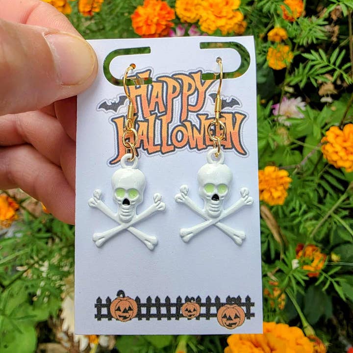 Bad Apple Designs - Wholesale Dangle Earrings - Skull Crossbones Pirate Gothic Halloween Earrings