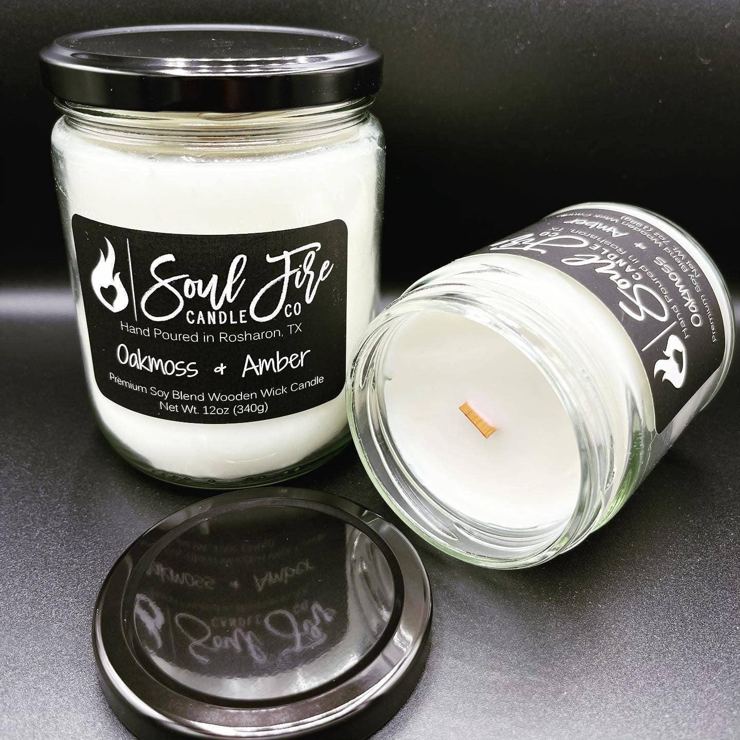 Soul Fire Candle Company - Wholesale Jar/Filled Candle - Oakmoss & Amber Wooden Wick Candle3