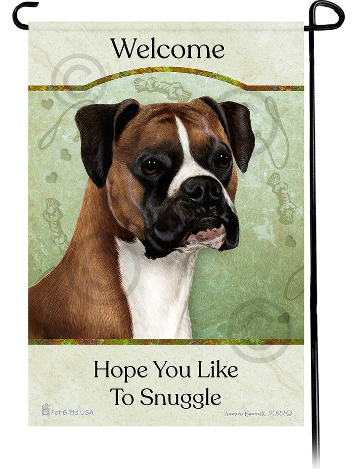 Boxer Fawn Uncropped Hope You Like To Snuggle Flag for wholesale by Pet Gifts USA, LLC
