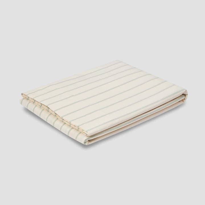 Piglet in Bed USA - Wholesale Flat Sheet - Mellow Green Slumber Stripe Cotton Flat Sheet1