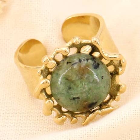 Bague acier inoxydable couronne pierre 0424059 pour la vente par Lilas de Seine