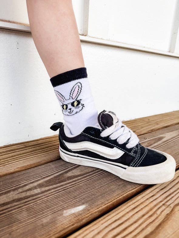 Kickin it up Socks - Wholesale Socks - Kids - Rad Bunny with Pink Bunny Foot4