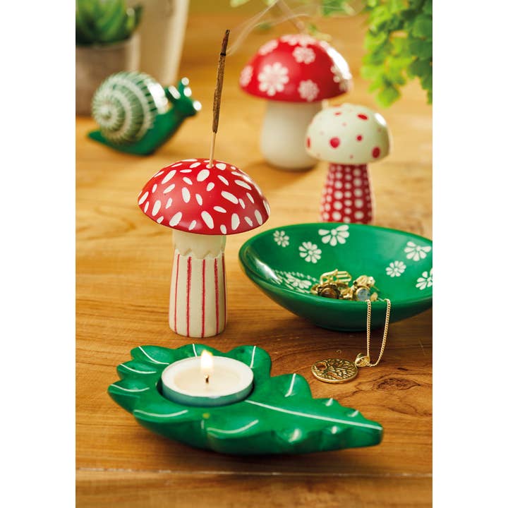 Namaste – Porta-incenso por atacado – Suporte de Incenso de Cogumelos Woodland - Creme Vermelho