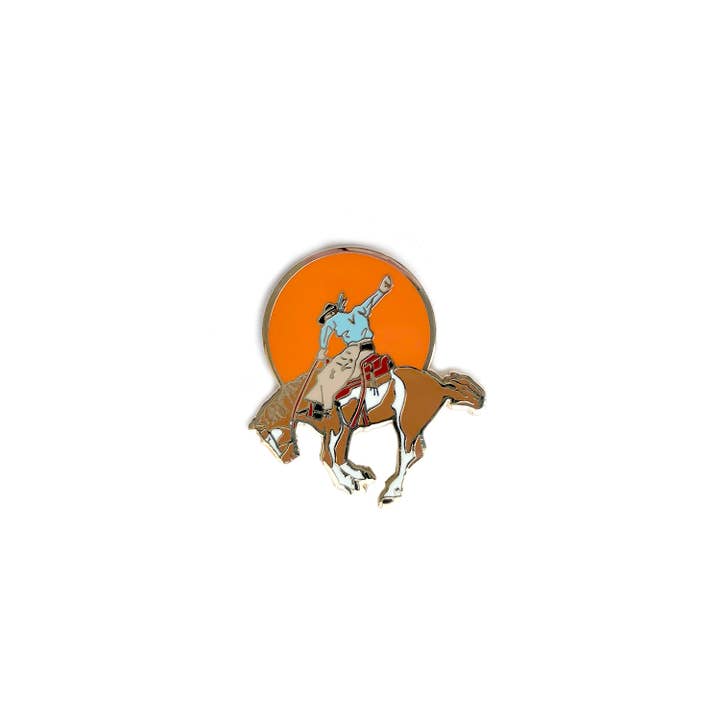 Sunset Cowboy Enamel Pin for wholesale by Antiquaria