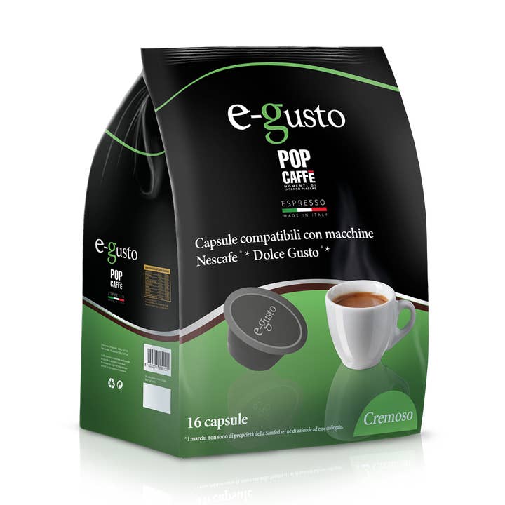 E-GUSTO VON POP CAFFE
KOMPATIBEL MIT DOLCE GUSTO MACHINE für den Großhandel von POP CAFFE'