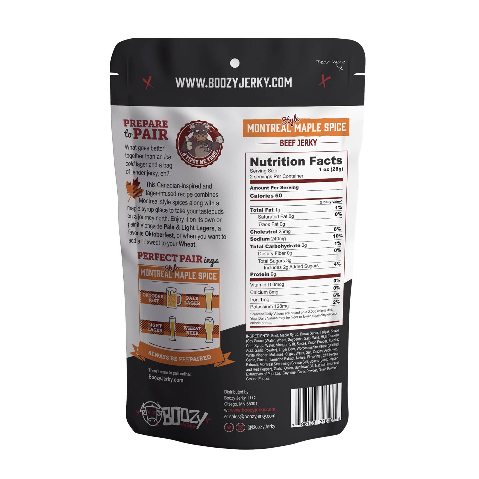 Boozy Jerky - Wholesale Jerky - Montreal Maple Spice Lager Beef Jerky7