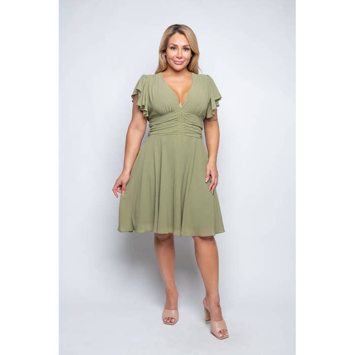 PLUS STORLEK CHIFFONG KROK ÖGA MIDJA FLARE KLÄNNING för wholesale av Curve Market