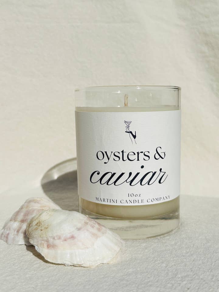 Stora 10 oz. Ostron & Kaviar ~ Sojablandat Ljus för wholesale av Martini Candle Co.