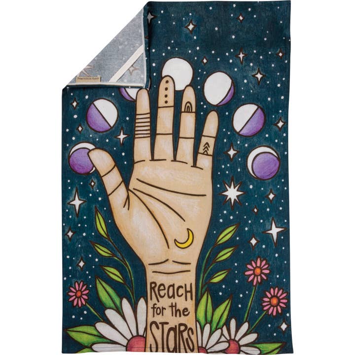 Primitives by Kathy - Wholesale Tea Towel - Reach For The Stars Celestial Kitchen Towel