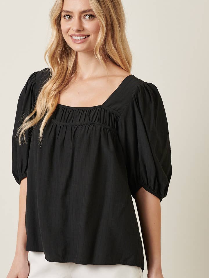 SQUARE NECK PUFF SLEEVES WOVEN TOP for wholesale by mittoshop
