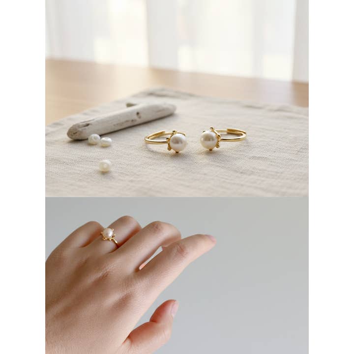 iBijoux – Anel de pedra única/solitário por atacado – Anel de Declaração com Pérola Dourada (1R08c)8