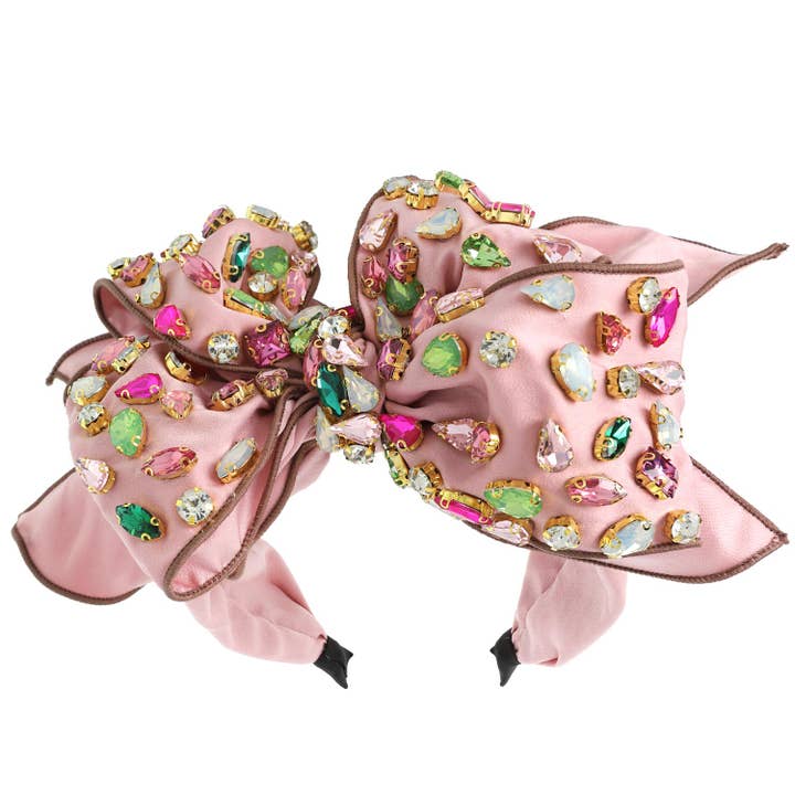 SP Sophia Collection - Wholesale Fashion Headband - Women's - Holiday Gemstone Embellished Large Bow Headband3