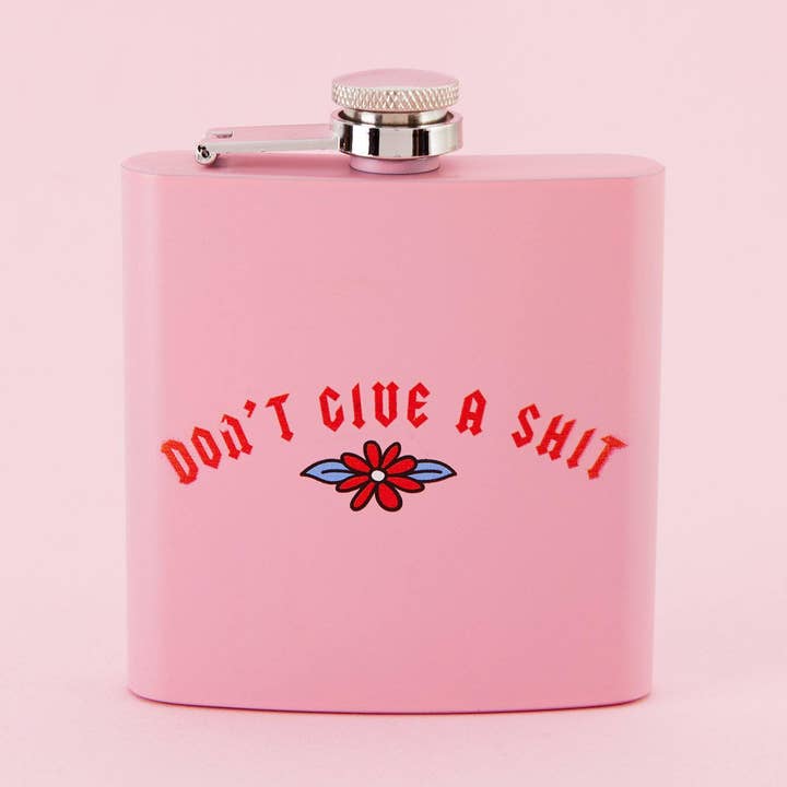 Don't Give A Shit Hip Flask - Light Pink for wholesale by Punky Pins