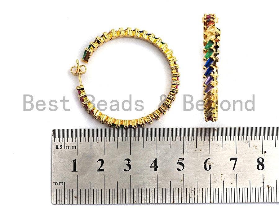 BestBeads&Beyond - Wholesale Hoop Earrings - Colorful CZ Large Hoop Earrings, Sku#J127/LD4564