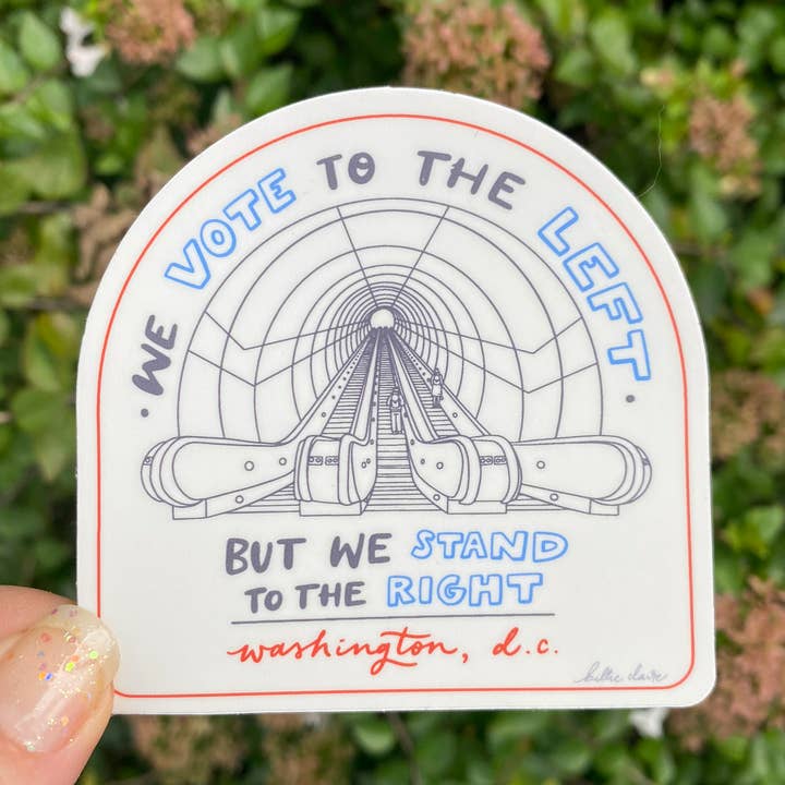 Washington, DC Escalator Etiquette - Vinyl Sticker for wholesale by Billie Claire Illustration (Handmade)