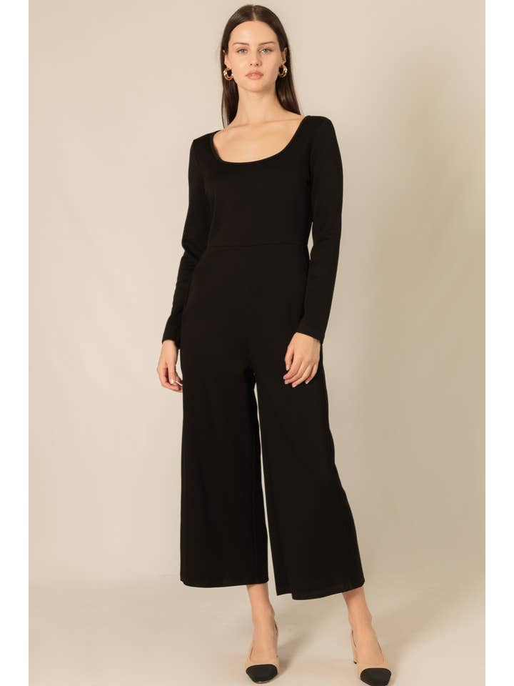 Black P. CILL Butter Modal Fitted Long Sleeve Jumpsuit for wholesale on Faire