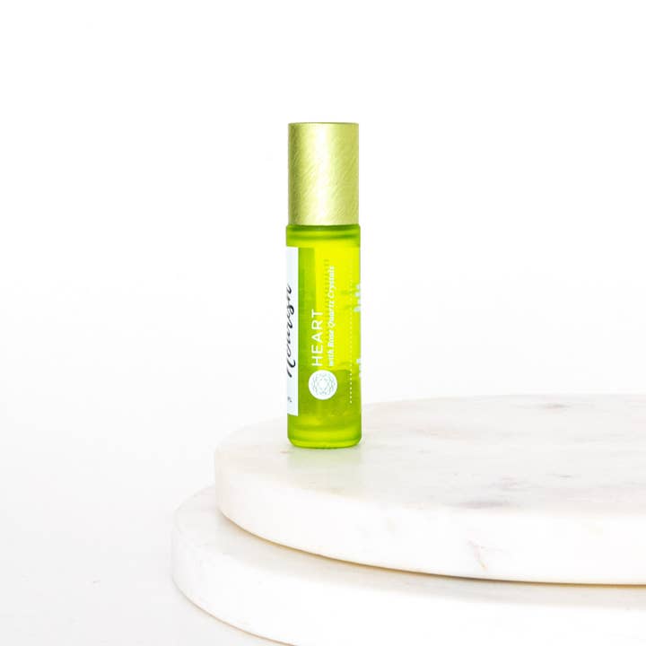 Miscela Roll-On per Chakra del Cuore con Cristalli di Quarzo Rosa per la vendita all'ingrosso da parte di Nourish Natural Products