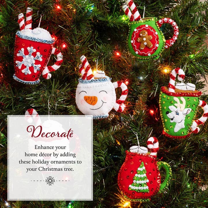 Plaid Crafts - Wholesale Ornament Set - Bucilla Cozy Christmas Felt Ornaments Set of 6
