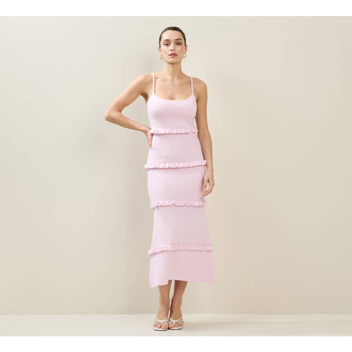 Strikket lagdelt maxikjole for engroshandel hos Able