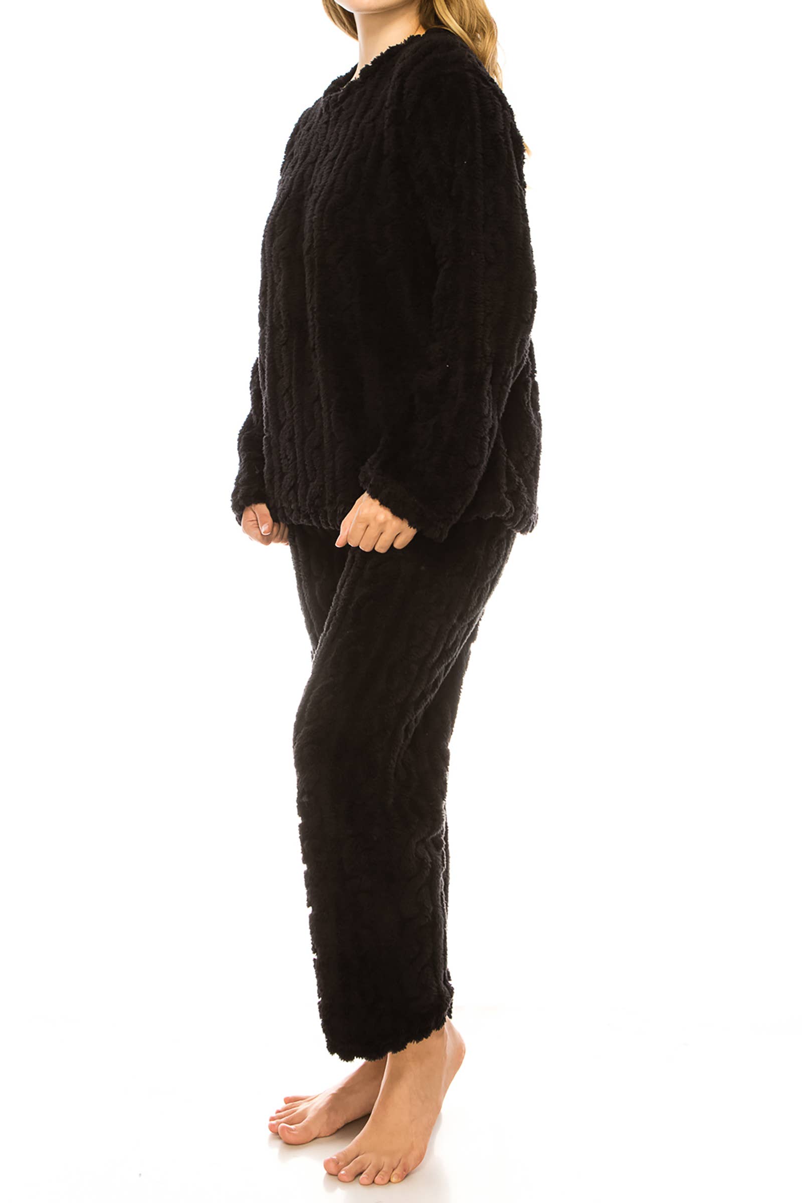 Cap Zone - Wholesale Loungeset - Dames - Kabel Fuzzy Sherpa Fleece Pyjama Sets2