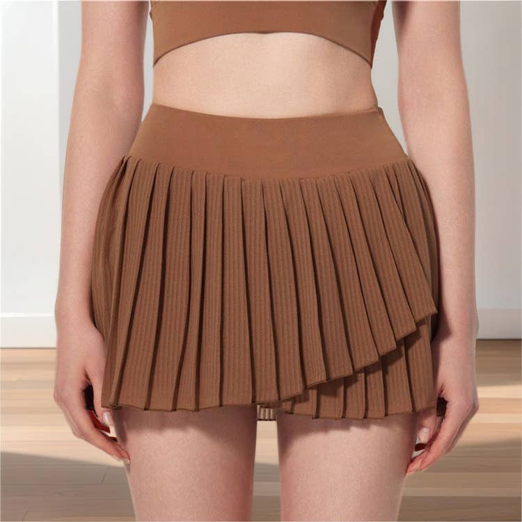 Crave by FW - Wholesale Athletic Skirt - Women's - Fashion Solid Color Double Layer Tennis Skirt0