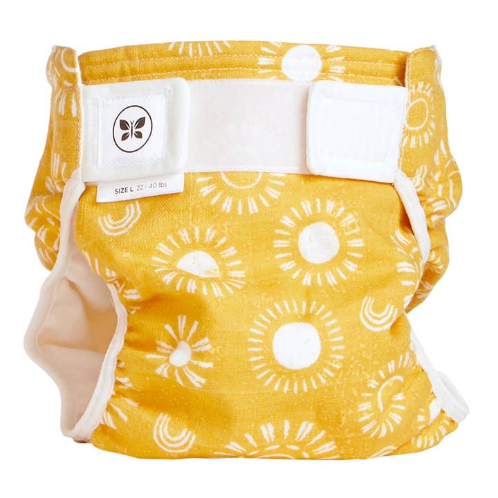 SwaddleDesigns - Wholesale Nappy (cloth) – Baby - Honest® - Cotton Muslin NextGen Hybrid Reusable Cloth Diaper Cover - Shine On2