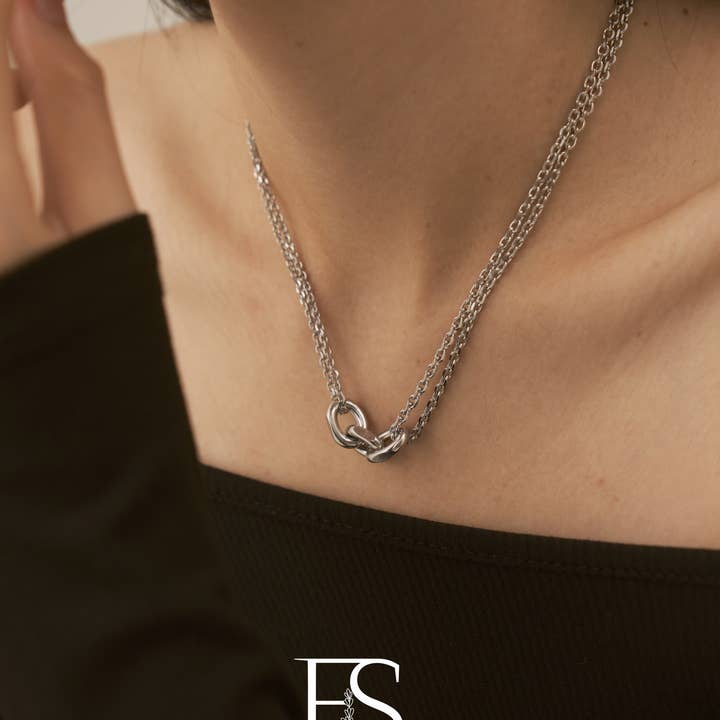 Furano Studio - Wholesale Link & Chain Necklace - Silver Double Layer Snake Chain Necklace2