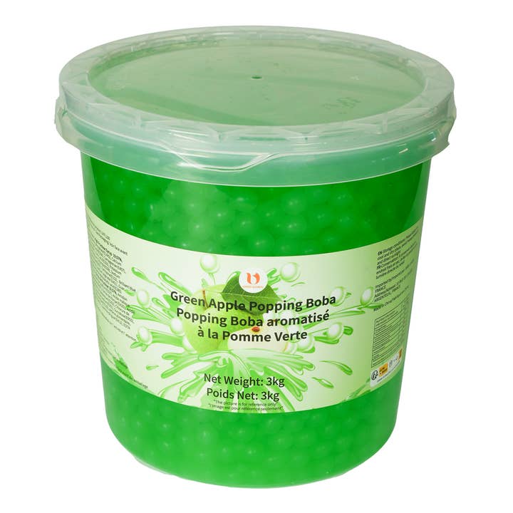 Popping Boba Grøn Æble 3 kg (50 doser) Bubble Tea for engroshandel hos UHOO FRANCE