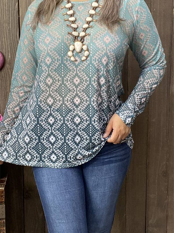 luluclothes - Wholesale T-Shirt - Women's - BQ15431 Aztec printed long sleeve tighten women tops3