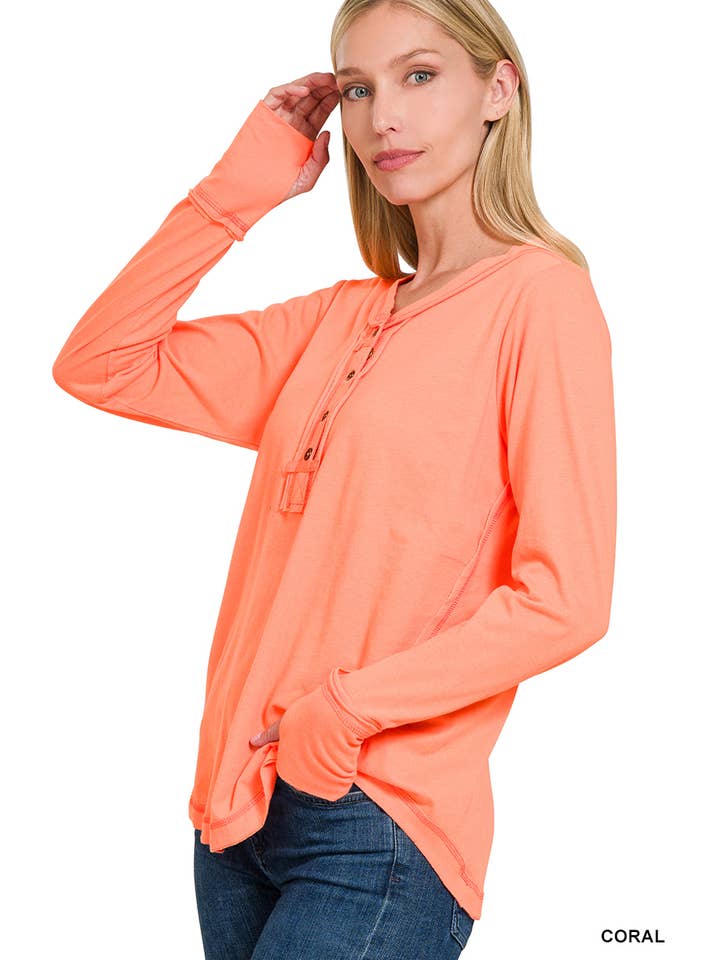 42POPS - Wholesale T-Shirt - Women's - ..'SI-24797 THUMB HOLE CUFFS BUTTON CLOSURE LONG SLEEVE TOP4