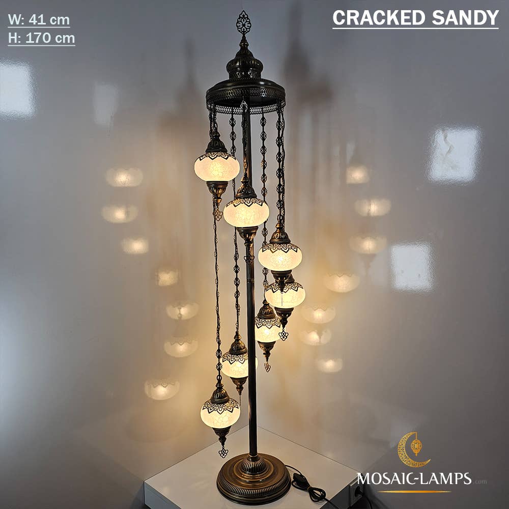 Mosaic Lamps – Engroshandel Gulvlampe – 7 Cracked Clear Globe tyrkiske gulvlamper, Stue Bedsi15