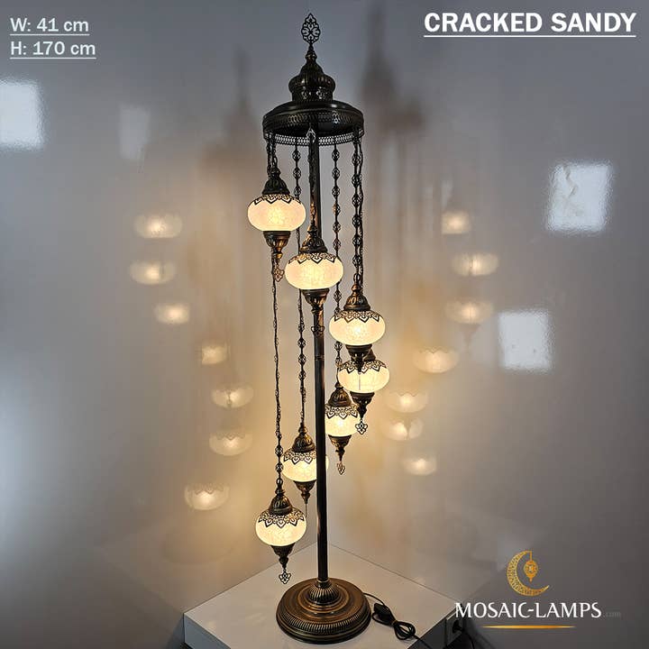 Mosaic Lamps – Engroshandel Gulvlampe – 7 Cracked Clear Globe tyrkiske gulvlamper, Stue Bedsi15