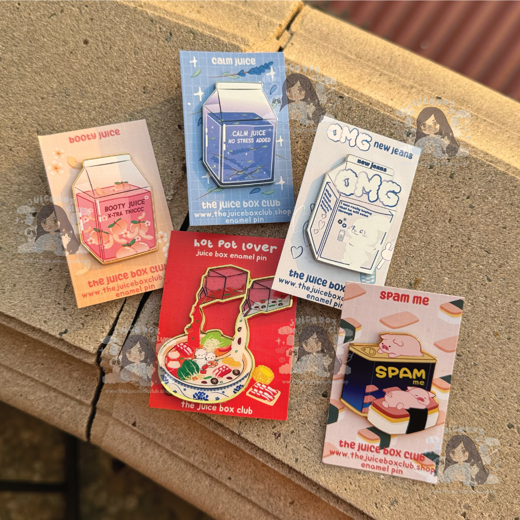 The Juice Box Club - Wholesale Lapel Pin/Button - Cute Juice Box Enamel Pins, Peachy, Quirky, Asian Inspired3