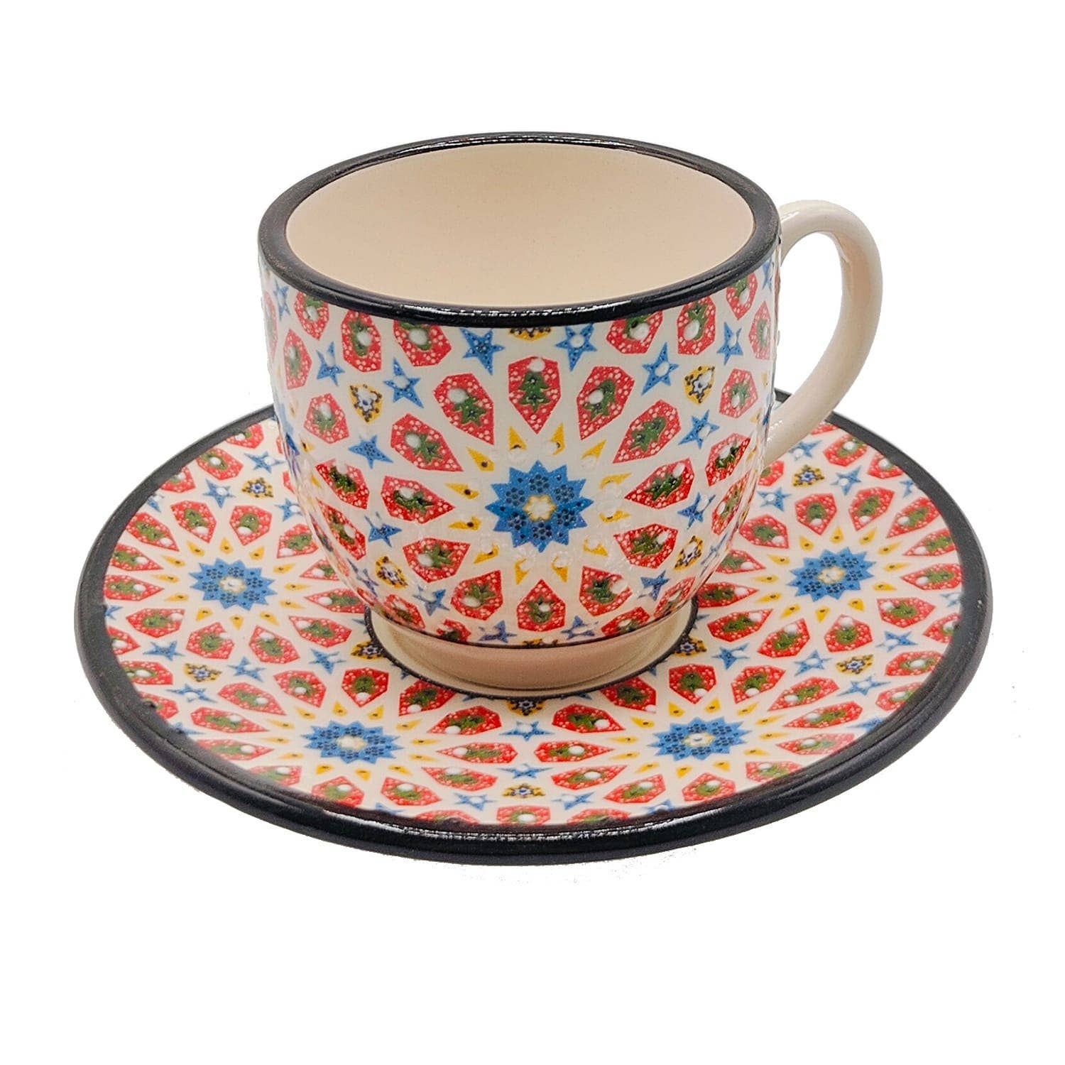 Etnico del Mondo - Wholesale Coffee/Tea Cup - Set of 6 Decorated Turkish Ceramic Coffee/Cappuccino Cups #21