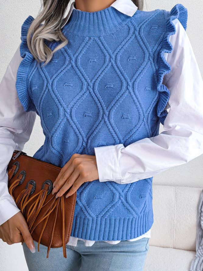 Gilet à volants en tricot géométrique BJS018 pour la vente par UNISHE