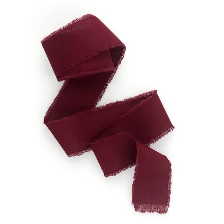 LinenLark - Wholesale Ribbon - Gift Wrapping - Hand-dyed frayed edges ribbon No silk cotton ribbon Vegan