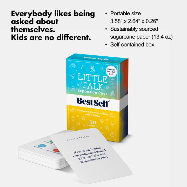BestSelf Co. - Wholesale Card Game - Little Talk Expansion Pack – 50 Extra Prompts for Growth