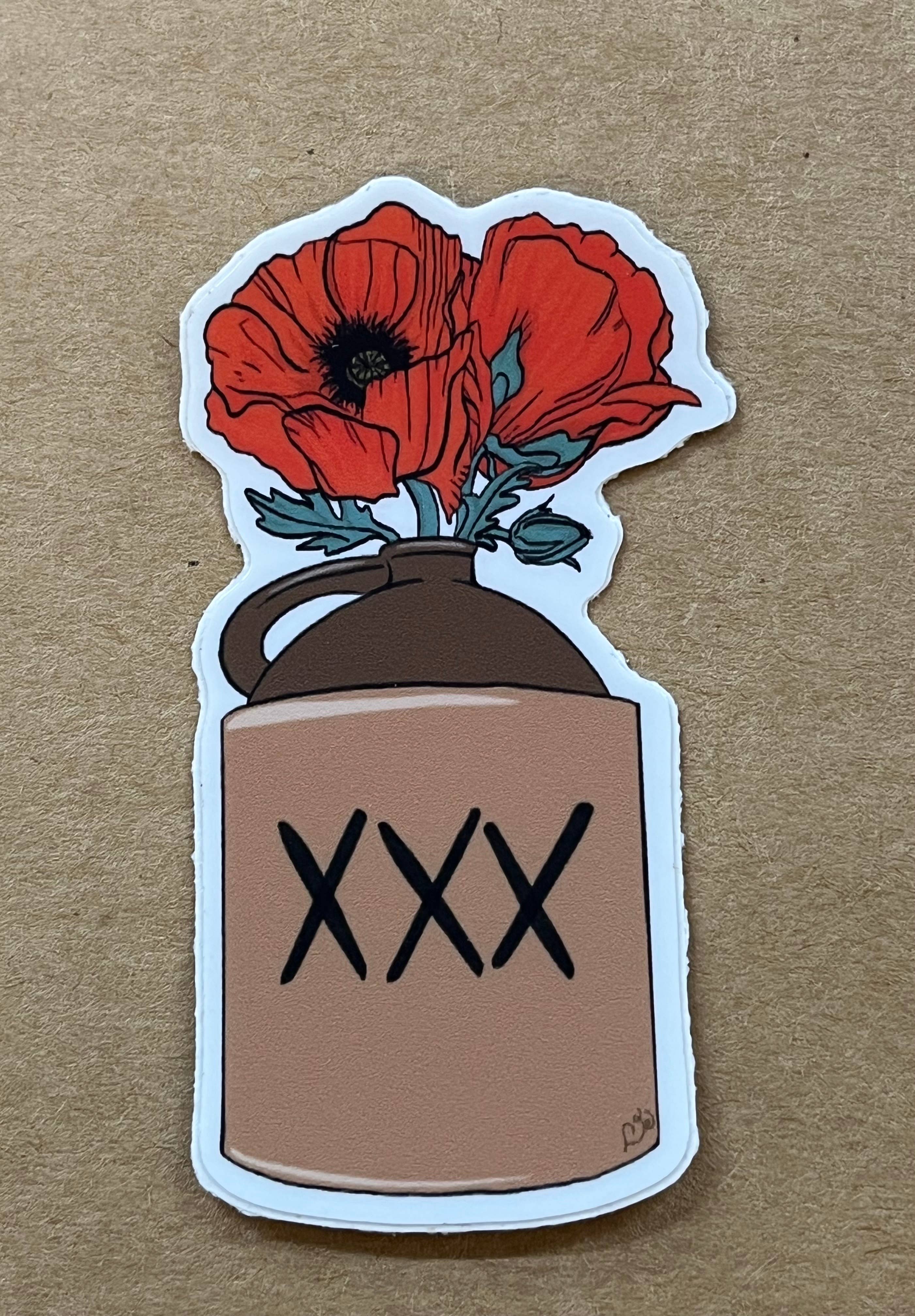 ON THE GO Studio - Wholesale Sticker - Poppy Flower & Moonshine Jug Sticker1