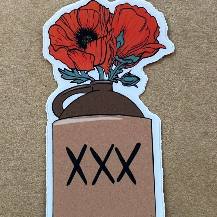 ON THE GO Studio - Wholesale Sticker - Poppy Flower & Moonshine Jug Sticker1