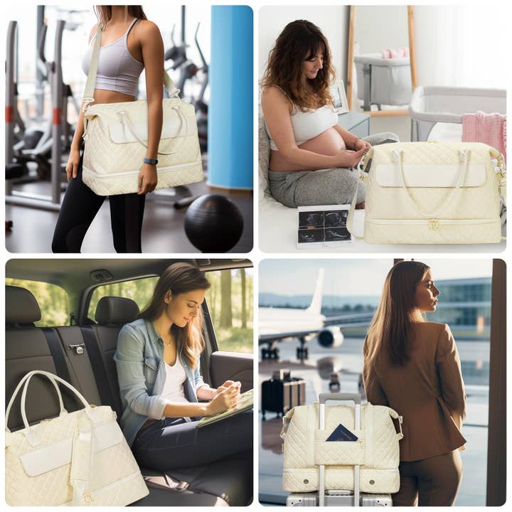 wandf - Wholesale Weekender Bag - Women's - Carry On Weekender Bag with Shoe Compartment Duffel Bag Set