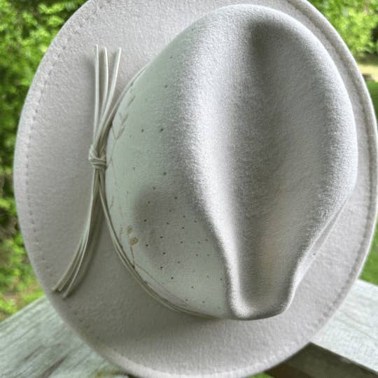 She's Crafty AVL - Wholesale Fedora - Women's - Western Fedora Hat with Pyrography Mountains & Moon Design