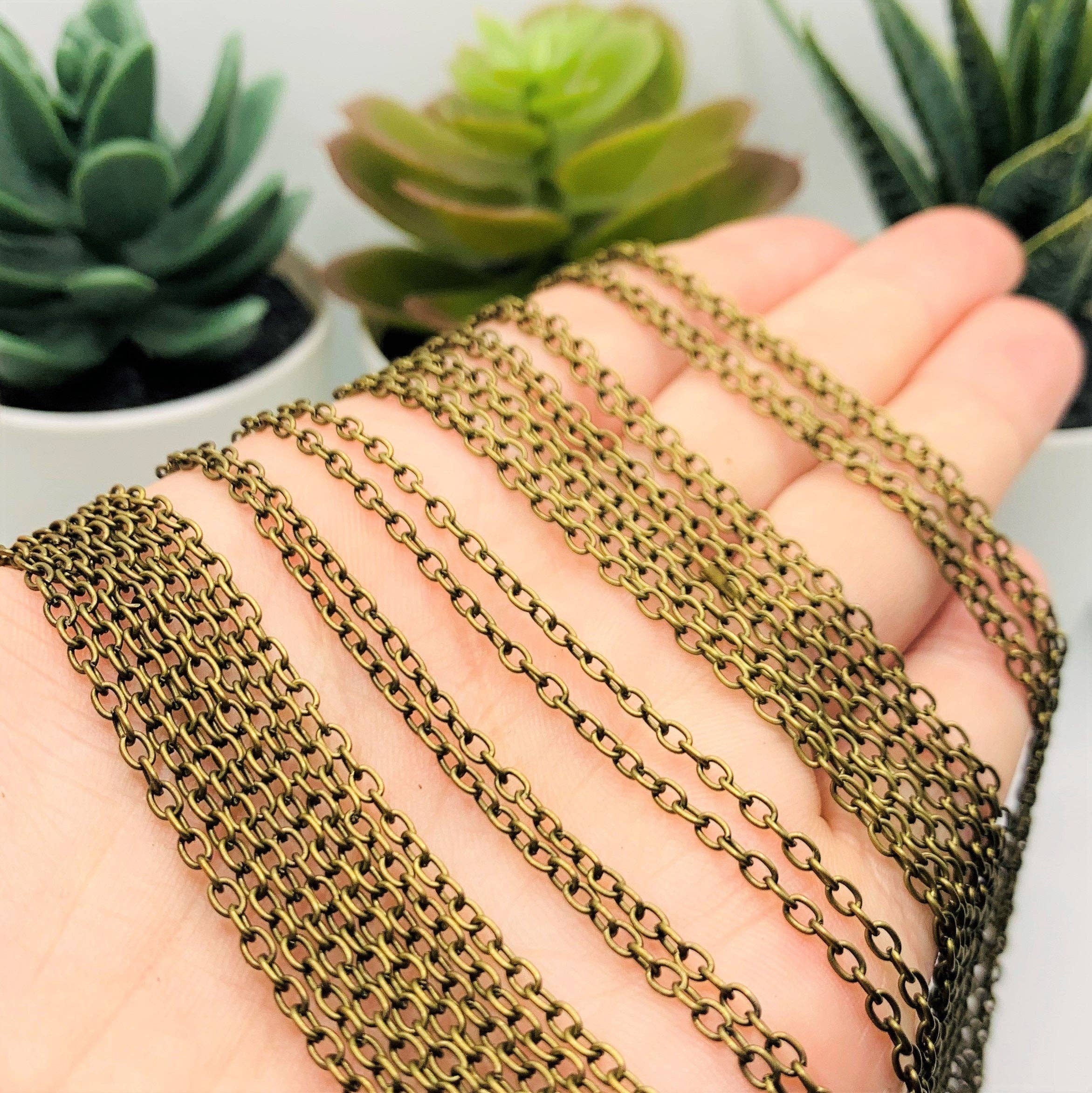 Guerrilla Charm – wholesale Craft supplies – 17 7/8" Pre-made Bronze Necklace Chains2