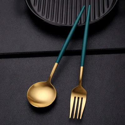 Sostraw & SmartThings – Conjunto de talheres variados por atacado – Conjunto de talheres com acabamento fosco - 5 cores disponíveis4