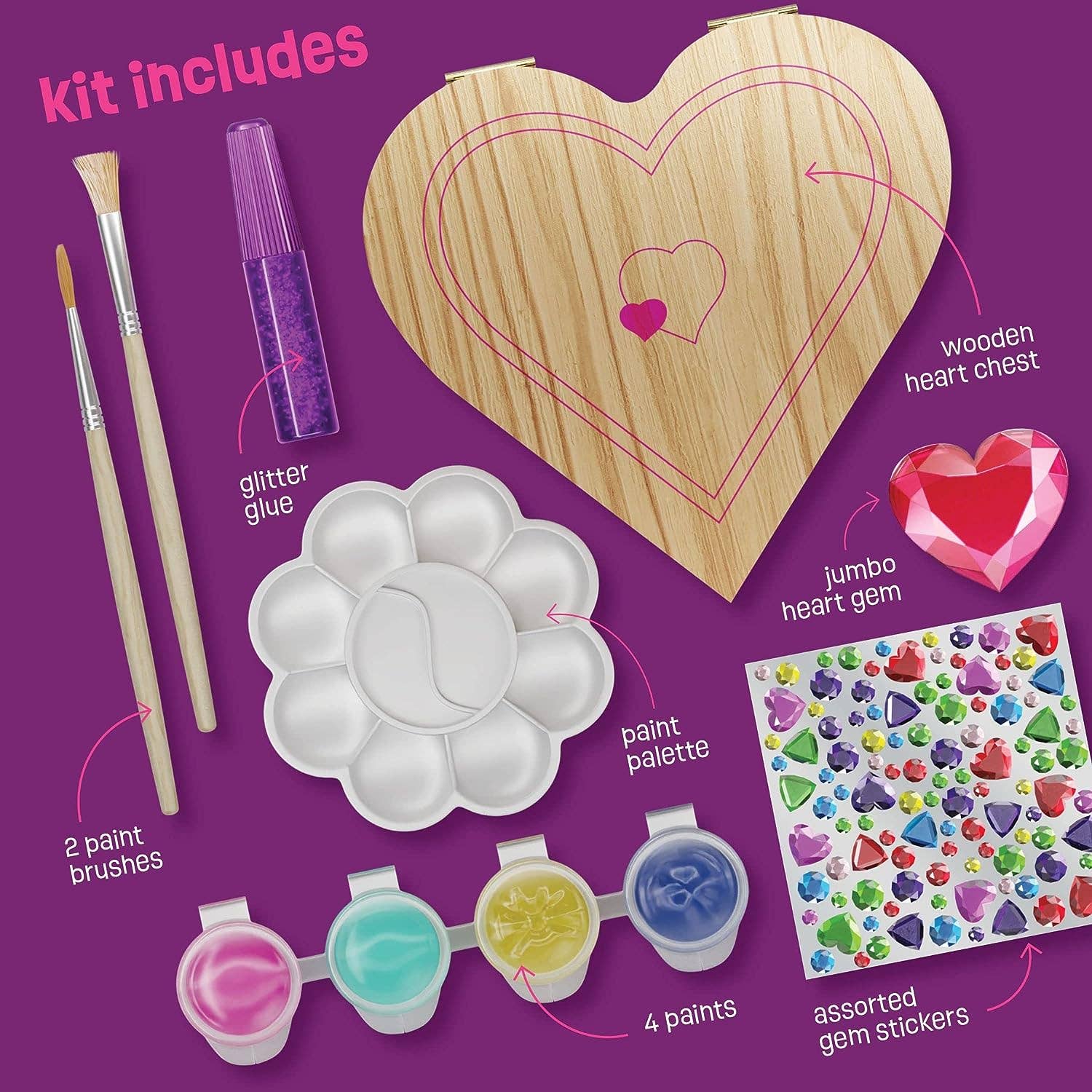 Dan&Darci - Wholesale DIY Craft Kit - Kids - Paint Your Own Wooden Kids Heart Treasure Box1