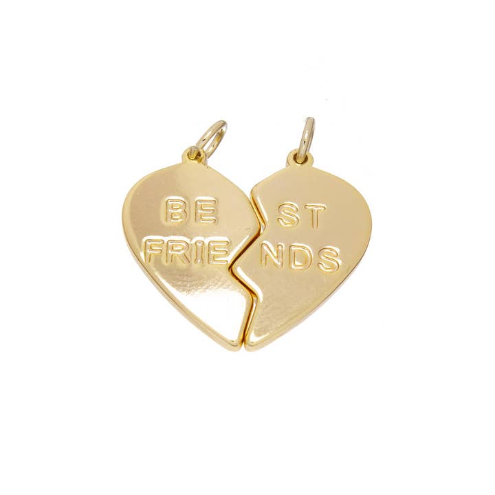Jewel Pledge - Wholesale Individual Charm/Pendant - Two-Piece His and Hers Gold Heart Charm Valentine's Gift2