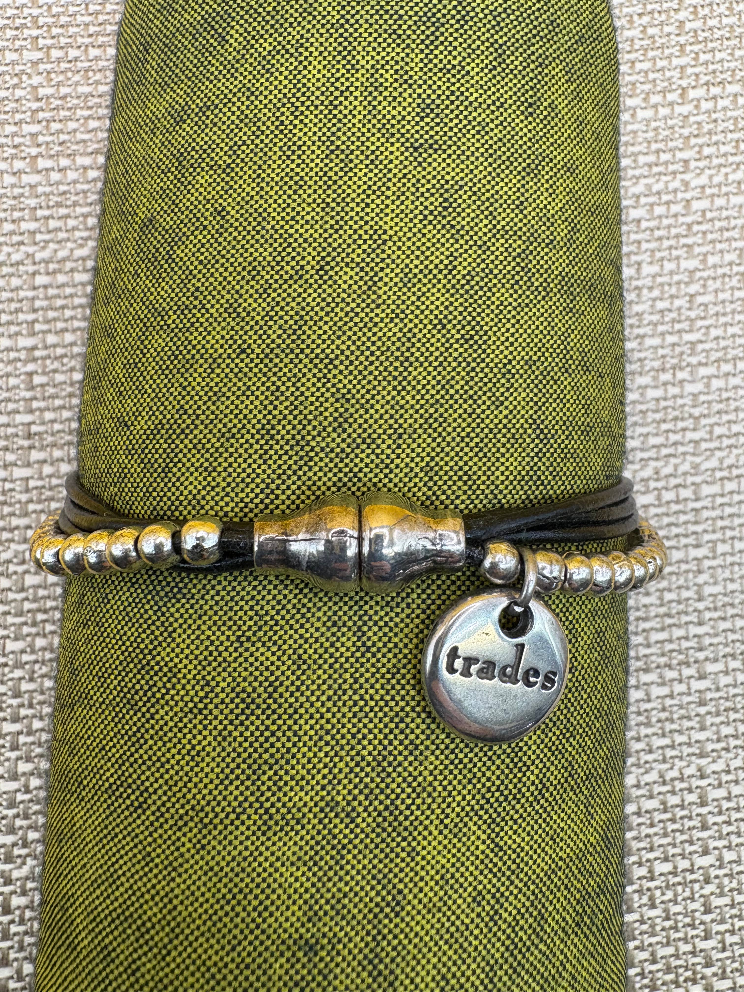 Trades by Haim Shahar - Wholesale Beaded Bracelet - Cool Aesthetic Black Leather Bracelet3