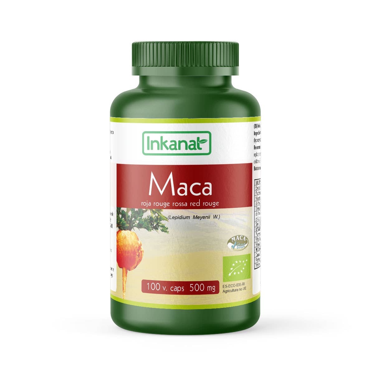 INKANAT - Wholesale Protein/Superfood Powder - Red maca in BIO capsules 100x500mg.