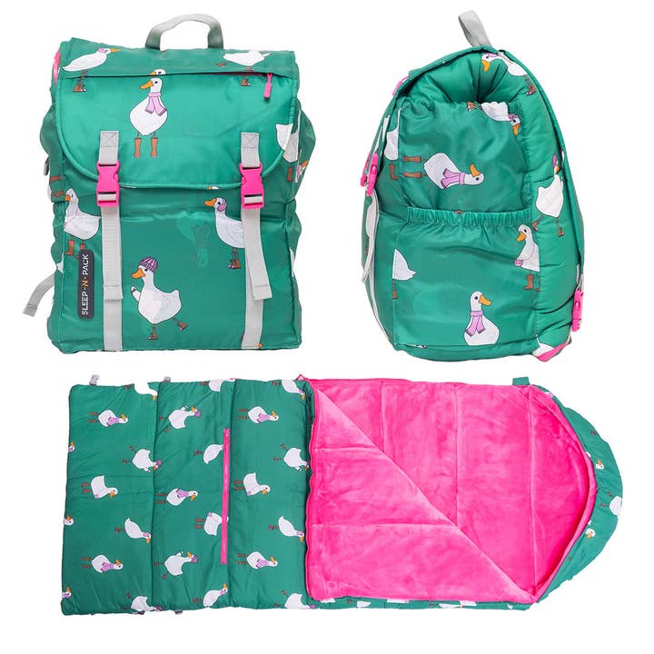 Zaino Sacco a Pelo per Bambini Sleep-N-Pack™ – Paperelle Buffe in Verde Golf per la vendita all'ingrosso da parte di Mimish