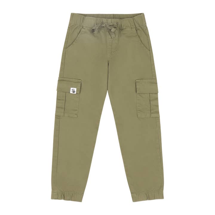 Cargo joggingbroek met relaxte pasvorm en trekkoord voor jongens - Olive voor wholesale door Mixed Up Clothing